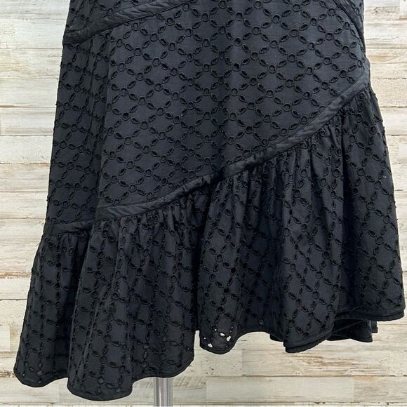 Maxmara Weekend Eyelet Broderie-Anglaise Ruffle Asymmetric Skirt Size M Black - Picture 3 of 14